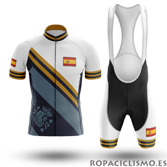 2020 Maillot Campeon Espana Tirantes Mangas Cortas Azul Claro Amarillo